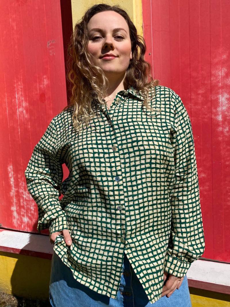 Eu48 Vintage Plus Size Bluse Aus Viskose 90Er von PlusBabesVintage