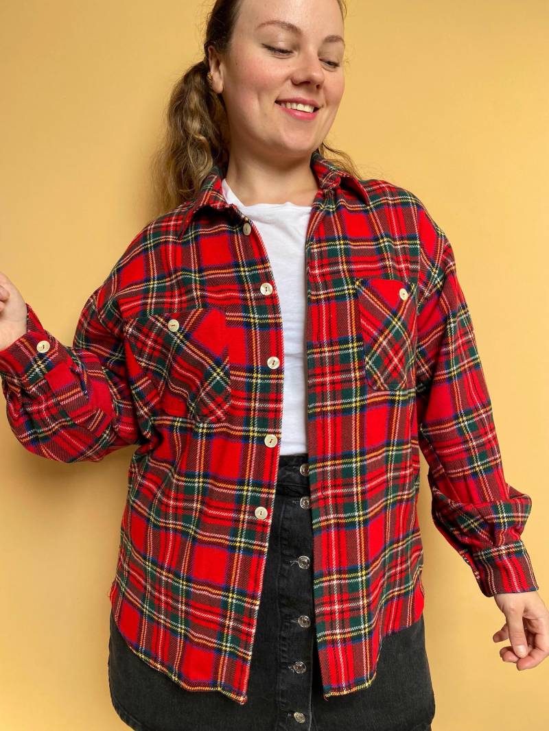 Eu48 Vintage Plus Size Flanellhemd Mit Wolle 80Er von PlusBabesVintage