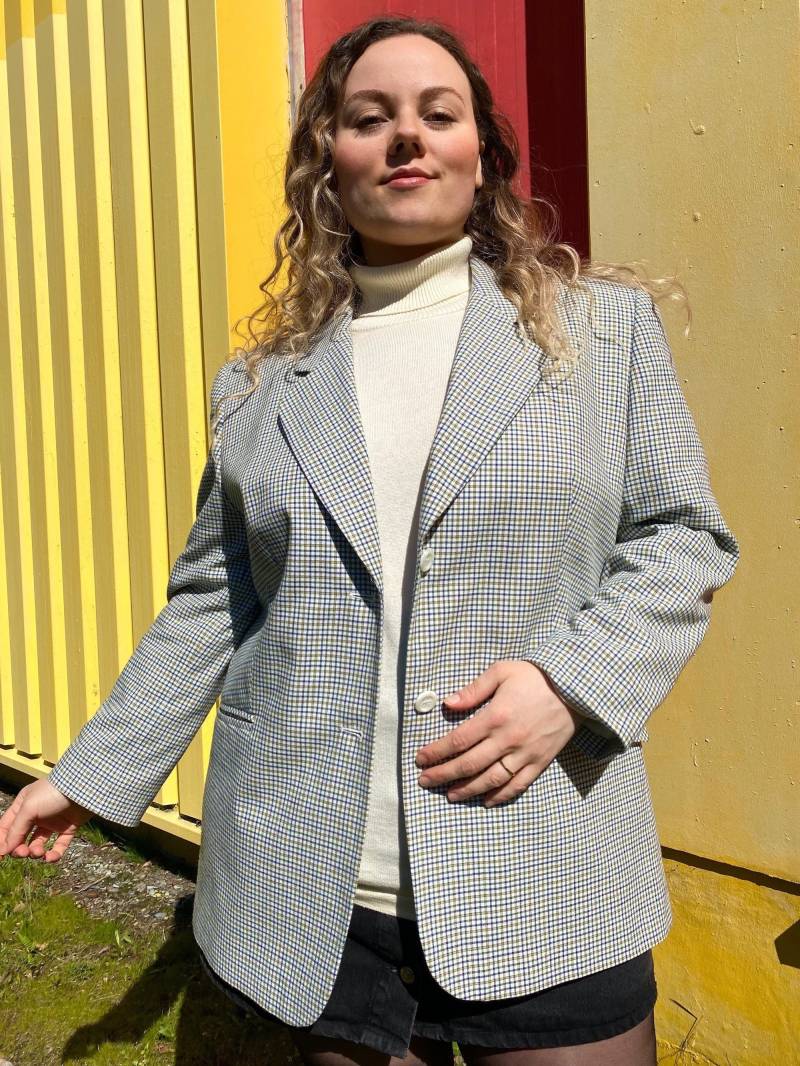 Eu48 Vintage Plus Size Karierter Blazer 90Er von PlusBabesVintage
