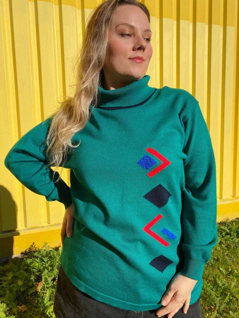 Eu48 Vintage Plus Size Statement Pullover Mit Rollkragen 90Er von PlusBabesVintage