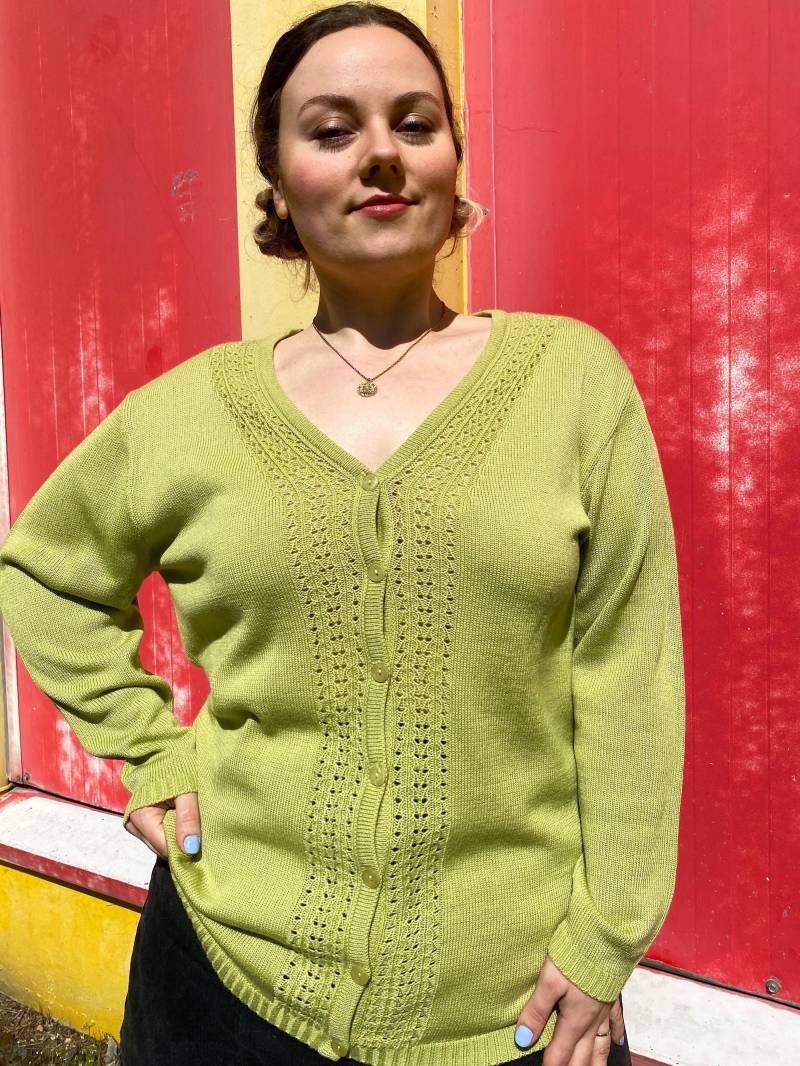 Eu48 Vintage Plus Size Strickjacke Mit Lochmuster von PlusBabesVintage
