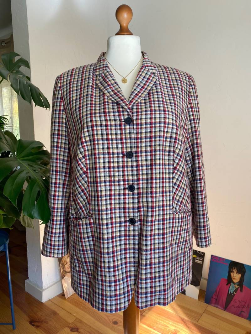 Eu52 Vintage Plus Size Karierter Blazer 80Er von PlusBabesVintage