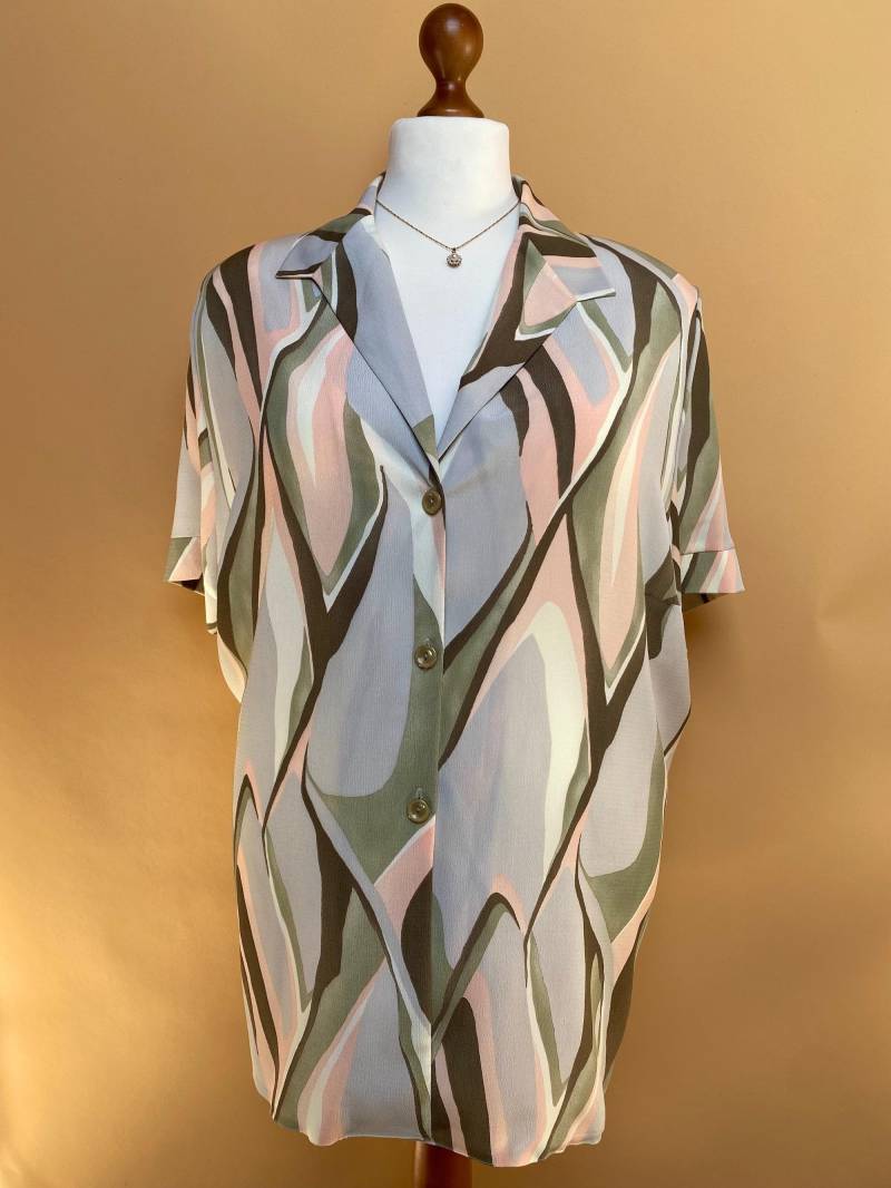 Eu60 Vintage Abstrakte Bluse 90Er von PlusBabesVintage