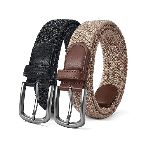 PlusZis Herrengürtel, elastischer Gürtel, Stretch, geflochtener, lässiger Gürtel, 3,5 cm, mit Geschenkbox. von PlusZis