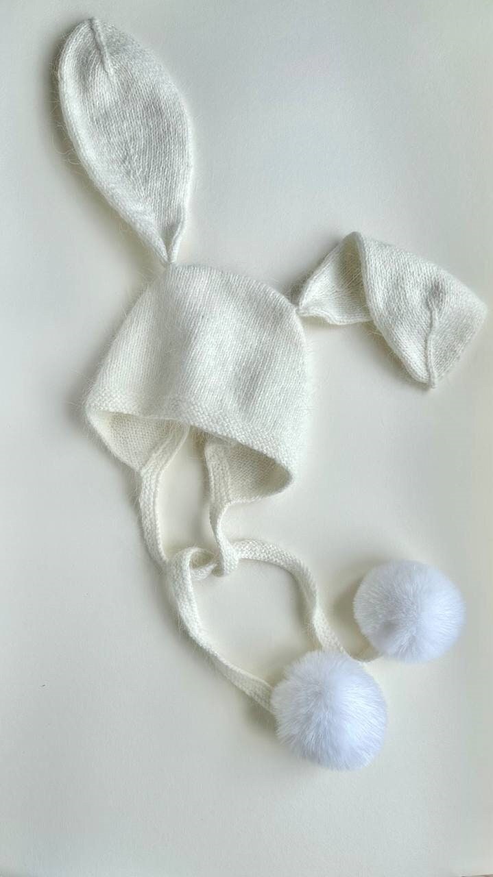 Angora Baby Häschenmütze Mädchen Geschenk | 0-3 M Angora Baby Häschenmütze Mädchen Geschenk | 0-3 M von PluschCare