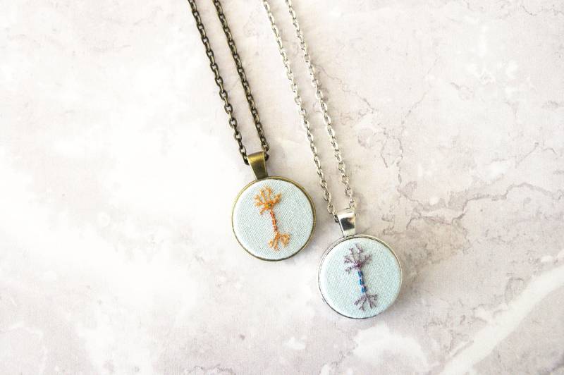 Neuron Halskette Kleine Handstickerei, Wissenschaft Geschenk | Geschenkbox von PlushArtLab