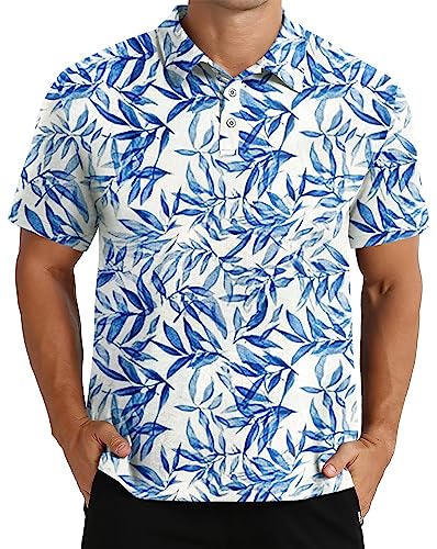 Pluslook Herren Quick Dry Fit Golfshirts Print Performance Atmungsaktives, schweißabsorbierendes Kurzarm-Poloshirt X von Pluslook