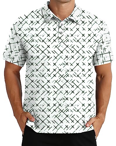 Pluslook Herren Quick Dry Fit Golfshirts Print Performance Atmungsaktives, schweißabsorbierendes Kurzarm-Poloshirt X von Pluslook