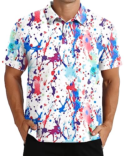 Pluslook Herren Quick Dry Fit Golfshirts Print Performance Atmungsaktives, schweißabsorbierendes Kurzarm-Poloshirt X von Pluslook