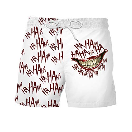 Plustrong Herren Badehose 3D Hawaii-Druck Elastische Taille Boardshorts Strand Bademode, Haha Joker Mouth 018, Medium von Plustrong