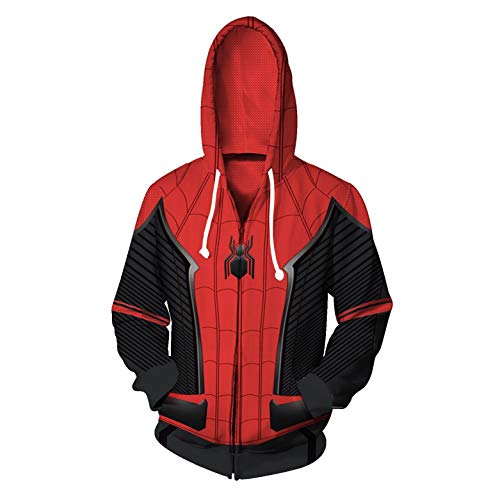 Plustrong Unisex 3D Druck Zip Up Hoodie Pullover Kapuzenpullover Sweatshirt Jacke mit Taschen, Schwarz Rot 006, XX-Large von Plustrong