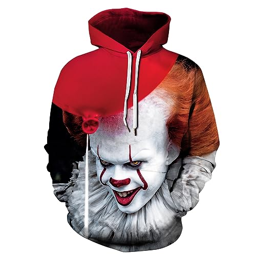 Plustrong Unisex Damen Herren 3D Casual Pullover Hoodie Kapuzenpullover Sweatshirts mit Taschen, Rot 153, S von Plustrong