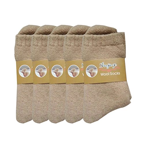 Pluto & Fox 5 Paar Herren Socken Baumwolle Thermosocken Warme Dicke Winter Sport Ski Arbeitssocken Schwarz Vollfrottee (Khaki) von Pluto & Fox