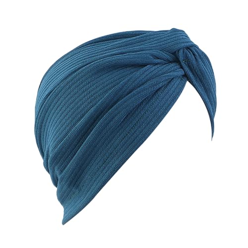 Pluto & Fox Damen Wickelmütze Beanie Falte Turban Schal für dicken Kopf, blau, One size von Pluto & Fox