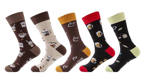 Pluto & Fox Herren Socken Gestickt Mit Oleographie Zeichnung Lustig Oben Knöchel Pack Von 5 Paar, Getränk, One size von Pluto & Fox