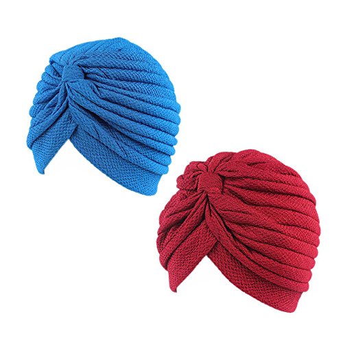 Pluto & Fox Turban Damen Kopfbedeckung Chemo Blume Muslim Kopftücher Turban Hut Simple (B) von Pluto & Fox