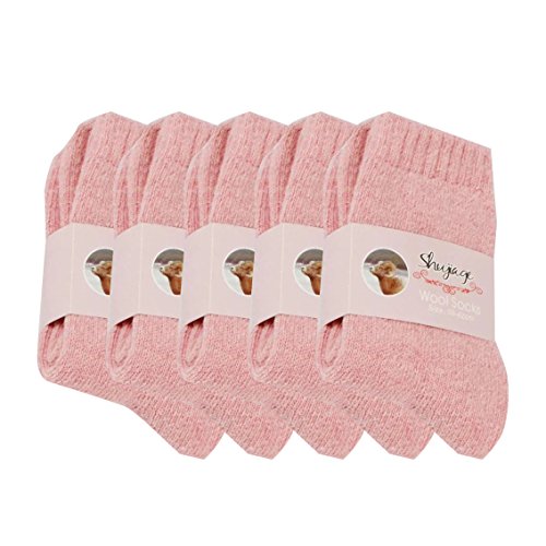 Pluto & Fox Warme Dicke Wolle Thermische Socken Für Frauen Größe 36-40 Einfarbig Winter Warme Füße Oder Für Harte Works Pack von 5 Pairs (Rosa) von Pluto & Fox