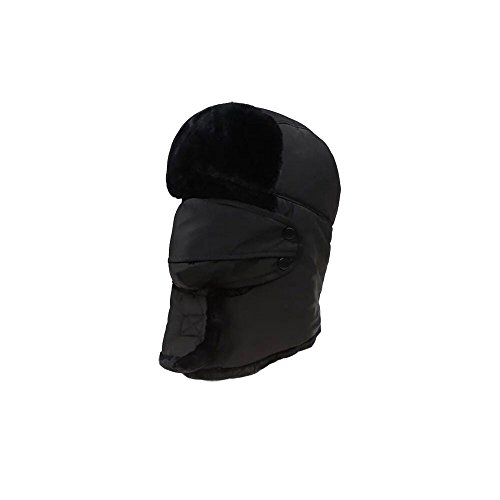 Pluto & Fox wasserdichte Balaclava Caps mit dicken Schafen und Gesichtsmaske für automatischen winddichten Klettverschluss zum Skifahren Radfahrer Radfahrer Winter Unisex (Schwarz) von Pluto & Fox