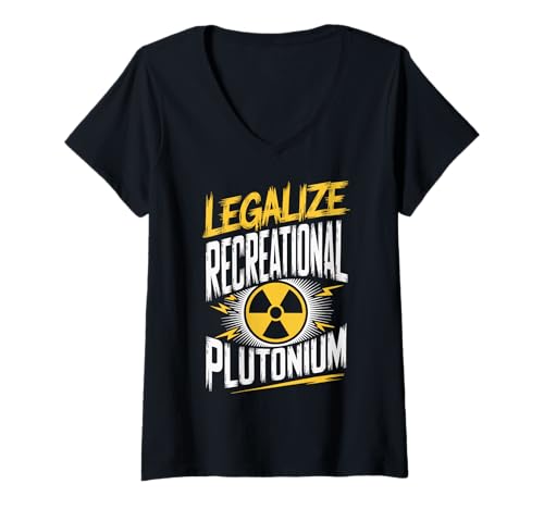 Damen Legalize Recreational Plutonium T-Shirt mit V-Ausschnitt von Plutonium Meme Lustig Witz