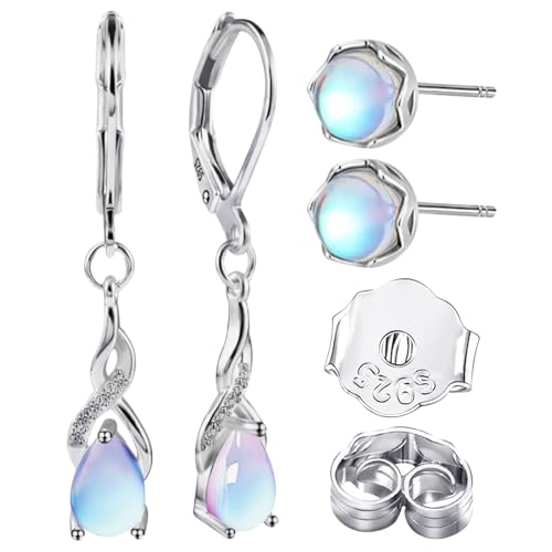 2 Paar Mondstein Ohrringe,Ohrringe Silber Hängend,Stylische Retro Damenohrringe,mit Ohrstöpseln,Geschenke für Freundinnen,Mütter,Liebhaber 2 Paar Mondstein Ohrringe,Ohrringe Silber Hängend,Stylische Retro Damenohrringe,mit Ohrstöpseln,Geschenke für Freundinnen,Mütter,Liebhaber von Pluvyze