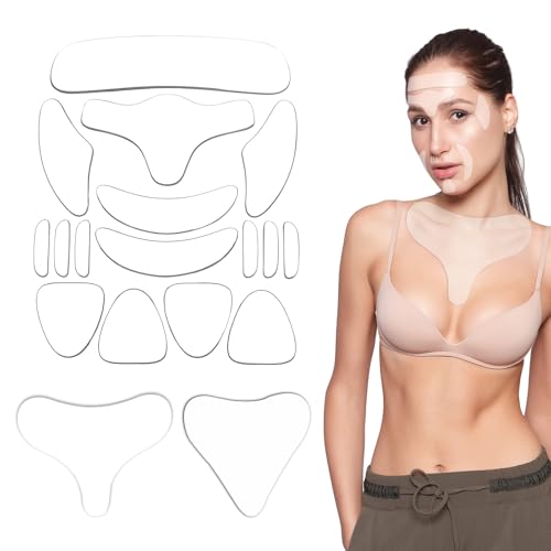 2 Stück Dekoltee Pads Antifalten und 1 Satz Silikon Pads Gesicht, Wiederverwendbar Silikonpflaster Gegen Falten, Glätten Sie Ihre Haut, für Frauen und Mädchen von Pluvyze