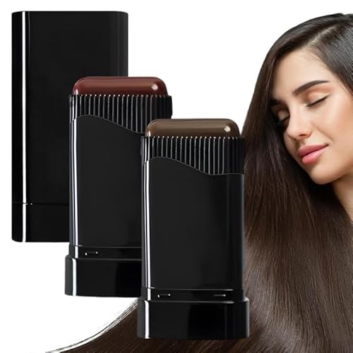2 Stück Ansatzpuder Dunkelbraun,Haaransatz Puder, Haaransatz Kaschieren,Haarfarbstifte Ansatz mit Kamm, für Alle Haartypen Geeignet, Kann von Männern und Frauen Verwendet Werden (Schwarz, 40 G) von Pluvyze