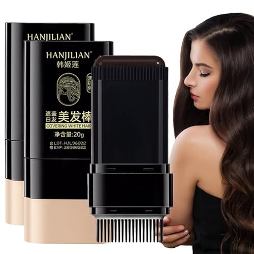 2 Stück Haarfärbekamm,Ansatzpuder Dunkelbraun,Haaransatz Puder,Haaransatz Kaschieren,Haaransatz Kaschieren,Werkzeug Zur Grauhaarabdeckung für Damen und Herren(40g, Dark Brown) von Pluvyze
