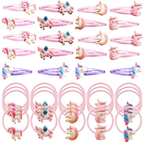 20 Stücke Haarspangen Mädchen,mit 20 Haargummi Glänzend Einhorn Haarspange,Einhorn Haarspangen Spangen,Nette Haarklammern,Haarklammern Glitzer für Mädchen Kinder Baby Geschenke von Pluvyze