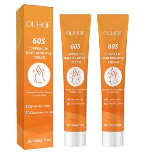 2Pcs Enthaarungscreme Gesicht Haarentfernungscreme Gesicht Damen Gesichtsenthaarungscreme Damen Gesichtshaarentferner Sanft Wohltuend für Lippen, Augenbrauen, Wangen (20g) von Pluvyze