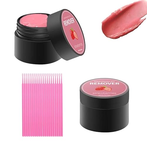 2Pcs Wimpernkleber Entferner Wimpern Remover Lash Remover Wimpernverlängerung Lash Extensions Entferner Schnelle Auflösung Geringe Reizung mit 20 Wattestäbchen (5g，Erdbeergeschmack) von Pluvyze