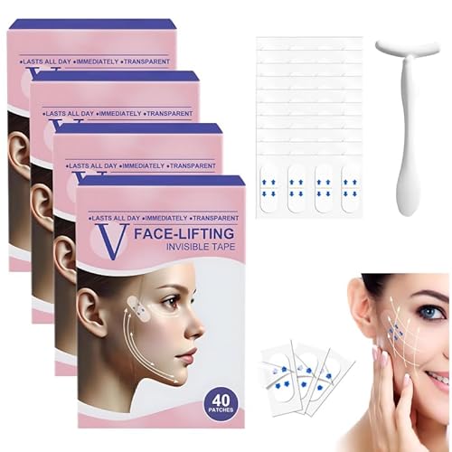 160 Stück Face Lift Tape Invisible Face Lifting Tape Portable Hals Patches Jowls Aufkleber Schlaffe Unsichtbare Dünne Klebeband for Lifting Sagging Skin Double Chin mit 1 Massagestab 160 Stück Face Lift Tape Invisible Face Lifting Tape Portable Hals Patches Jowls Aufkleber Schlaffe Unsichtbare Dünne Klebeband for Lifting Sagging Skin Double Chin mit 1 Massagestab von Pluvyze