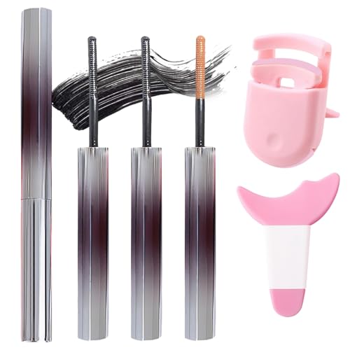 5 StüCk Metal Mascara,Iron Eye Mascara, Nicht Verklumpende Und Wischfeste, Geschmeidig Und Volumengebend, Lang Anhaltender Und NatüRlicher Make-Up-Effekt (Braun, Schwarz) von Pluvyze