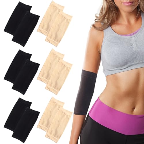 6 Paar Tattoo Abdeckung Unterarm Bandage Tattoo Cover Up Tattoo Schutz Arm Oberarm Bandage Armstulpen Damen Sommer Atmungsaktiv für Abdecken Von Tattoos Sonnenschutz Unisex (Hautfarbe + Schwarz) von Pluvyze