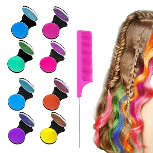 8 Stück Haarkreide für Kinder Haarfarbe Kinder Auswaschbar Sicher und Sanft Geeignet für Frauen Kinder Hochzeiten Make-Up Karneval Temporäres Haarfärben 8 Farben von Pluvyze