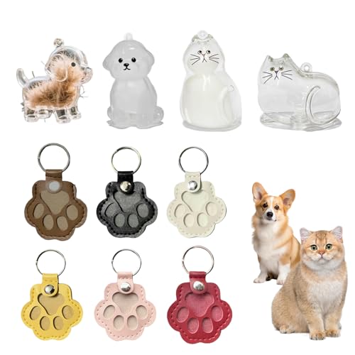 Pluvyze 10Pcs Schlüsselanhänger für Tierhaare Schlüsselanhänger aus Leder zur Erinnerung an Ihr Haustier Tierhaar Anhänger Schlüsselanhäng-er für Hundehaare Anhänger für Tierhaare Pfotenform（3 Stile） von Pluvyze
