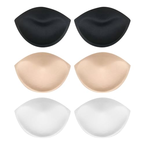 Pluvyze 3 Paar BH Einlagen,Herausnehmbaren Push up Pads,Bikini Einlagen,Sport BH Cups Einlagen Push up Pads Hinzufügen 1-2 Cup-Größen Wiederverwendbar von Pluvyze