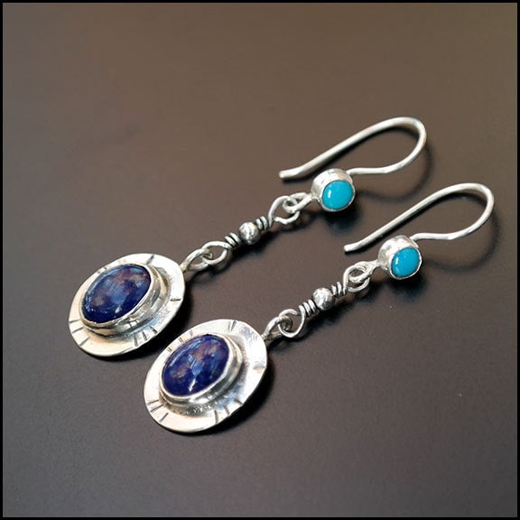 Heavenly... - Sterling Silber Ohrringe Mit Arizona Türkis Und Lapislazuli Heavenly... - Sterling Silber Ohrringe Mit Arizona Türkis Und Lapislazuli von Plysperk