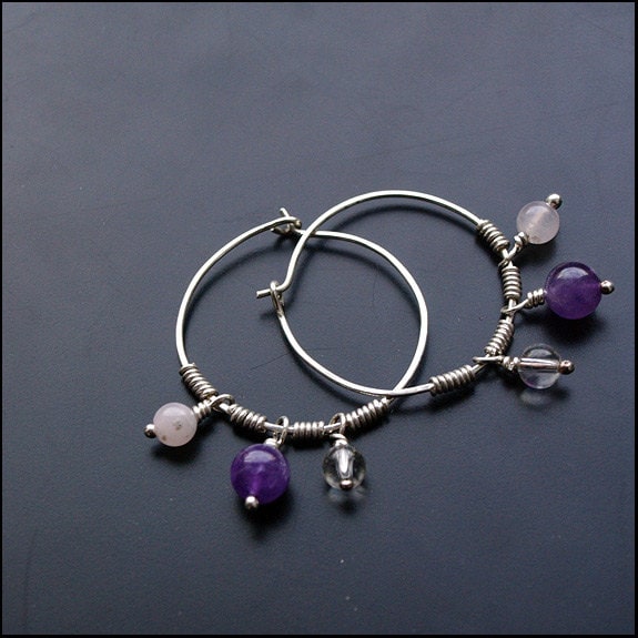 Mineralien - Creolen Sterling Silber Mit Edelsteinen Mineralien - Creolen Sterling Silber Mit Edelsteinen von Plysperk