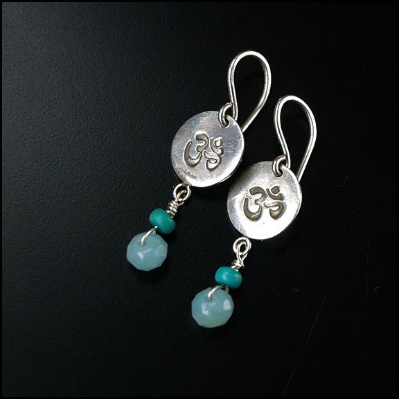 Om... - Sterling Silber Ohrringe Mit Türkis Und Avanturine Om... - Sterling Silber Ohrringe Mit Türkis Und Avanturine von Plysperk