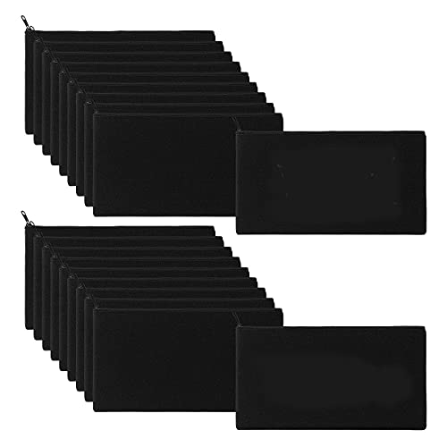 Pmandgk 40 StüCk Leinwand Bleistift Beutel ReißVerschluss Make-Up DIY Mehr Zweck Toilettenartikel StationäRe Aufbewahrungs Beutel (Schwarz) von Pmandgk