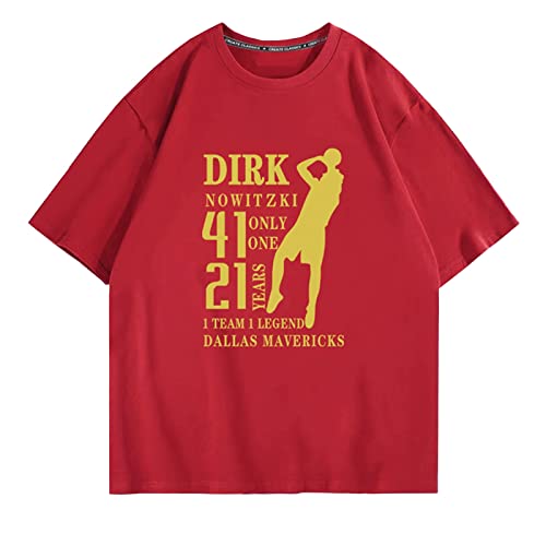 Basketball uniform Nowitzki 41# Basketball T-Shirt Basketballanzüge Herren- und Damenanzüge (Color : Red, Size : M) von Pmkvgdy