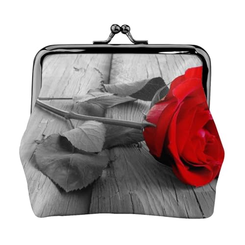 A Red Rose Mini-Münzgeldbörse aus Leder mit Kussschloss, Geldbeutel, für Damen, Mädchen, Kinder von Pmnnerefaq