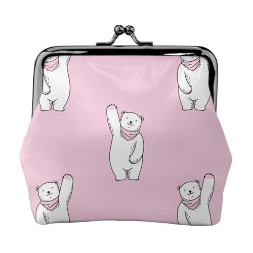 Einzigartige 3D-Tier-Delfin-Mini-Münzgeldbörse, Leder, Kussschloss, Geldbörse, Geldbeutel, Tasche für Damen, Mädchen, Kinder, Eisbär pink, Einheitsgröße, Münztasche von Pmnnerefaq