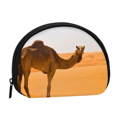 Einzigartige 3D-Tier-Delfin-Mini-Münzgeldbörse mit Reißverschluss, Geldbeutel für Damen, Mädchen, Kinder, Desert Sand Camel, Einheitsgröße, Münztasche von Pmnnerefaq