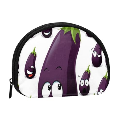 Hacker Era Mini-Geldbörse mit Reißverschluss, Geldbeutel, für Damen, Mädchen, Kinder, Cartoon Aubergine, Einheitsgröße, Münztasche von Pmnnerefaq