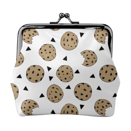 Hacker Era Mini-Münzgeldbörse, Leder, Kussschloss, Geldbeutel, Tasche für Damen, Mädchen, Kinder, Cookies Food Chip Kekse, Einheitsgröße, Münztasche von Pmnnerefaq