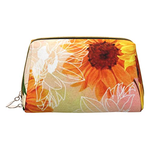 Hacker Era kleine Kosmetiktasche, Leder, Make-up-Tasche für Geldbörse, Reisen, Make-up-Tasche, tragbar, vielseitig, mit Reißverschluss, Make-up-Tasche für Damen, Wunderschöne Sonnenblume, von Pmnnerefaq