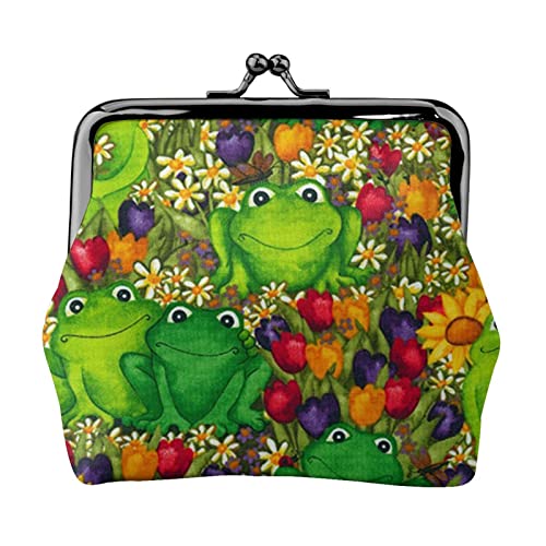 Italian Street Mini-Münzgeldbörse, Leder, Kussschloss, Geldbörse, Geldbeutel, Tasche für Damen, Mädchen, Kinder, frosch, Einheitsgröße, Münztasche von Pmnnerefaq