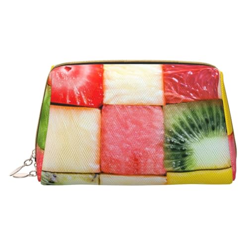 Kiwi Wassermelonen-Kosmetiktasche, klein, Leder, Make-up-Tasche für Geldbörse, Reisen, Make-up-Tasche, tragbar, vielseitig, mit Reißverschluss, Make-up-Tasche für Damen, Kiwi-Wassermelone, von Pmnnerefaq