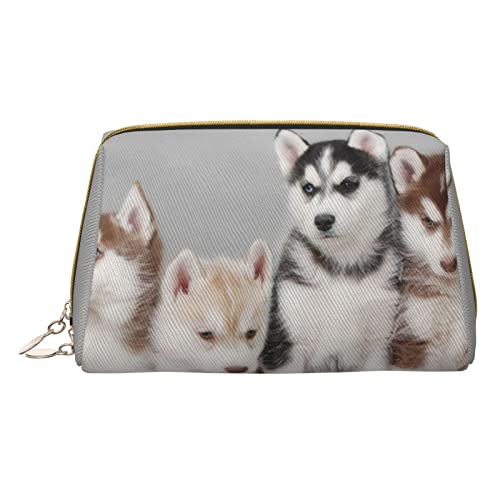 Kleine Kosmetiktasche aus Leder, Leopardenmuster, für Geldbörse, Reisen, Make-up-Tasche, tragbar, vielseitig, mit Reißverschluss für Damen, Schöne Hunde, Einheitsgröße, Kosmetikkoffer von Pmnnerefaq